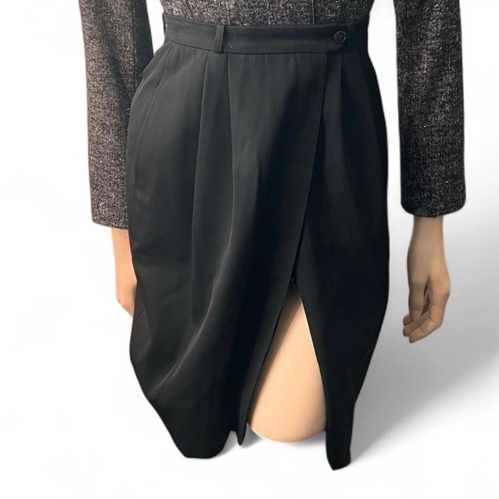 Gucci Black Wrap Skirt with Pleated Slit